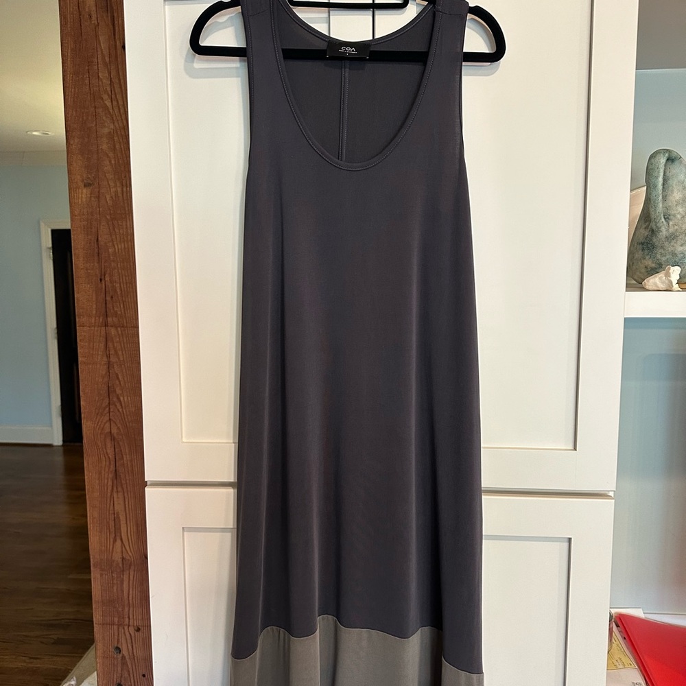 Sleeveless Dress by COA, slight high/lo, tank neck